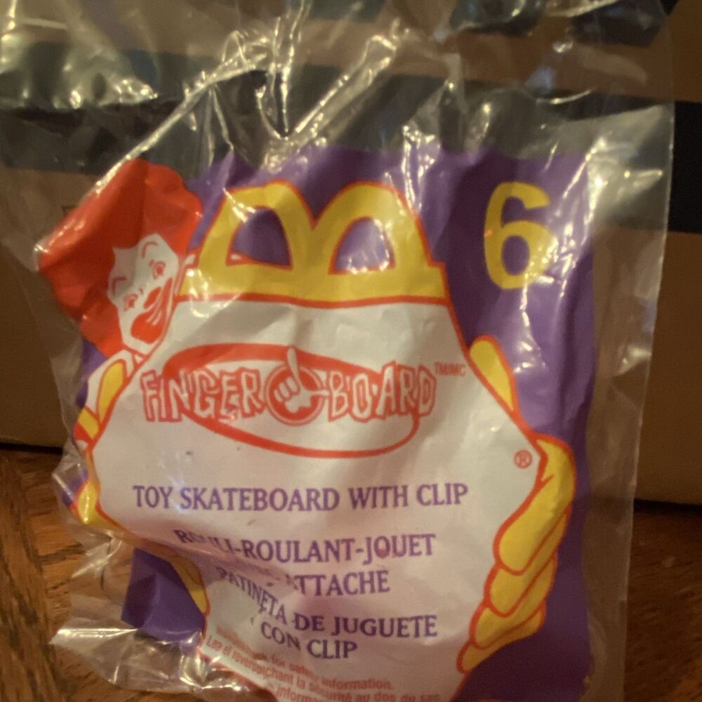 McDonald's Fingerboard Toy Skateboard #6 with Purple Clip Sealed (2002) vintage